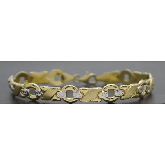 Real 10K Solid Two-Tone Gold 13mm Heart & Kisses 7.5